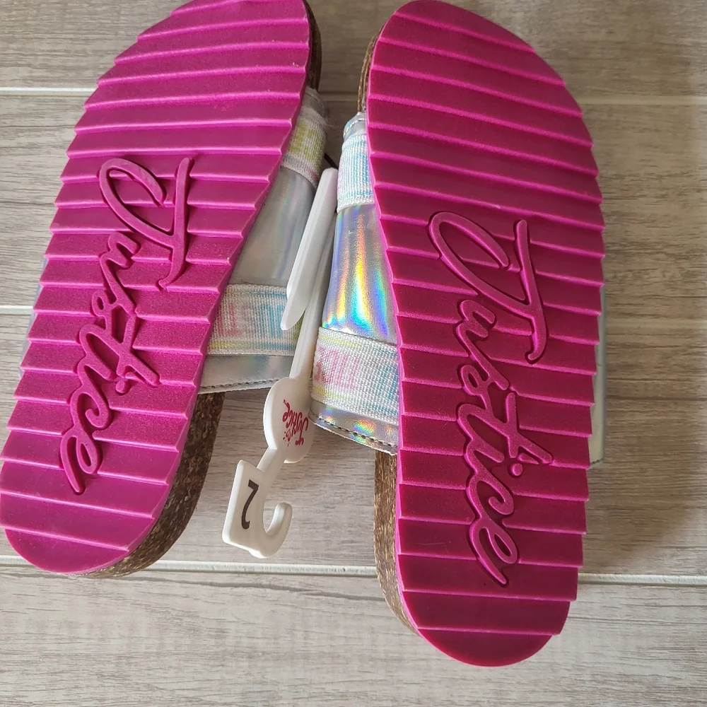 Justice Girls Slip On Footbed Sandals Slides Size 2 New‎